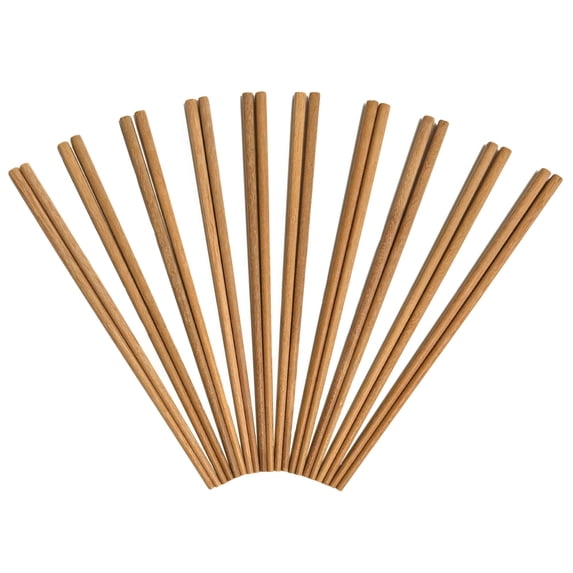 10 Pairs Natural Wooden Chopsticks Reusable, Dishwasher Safe, Healthy Classic Chinese Style for Kitchen, Dining, Noodles & Gourmet Meals - 9.8 inch Sandalwood, 9.8 Inch