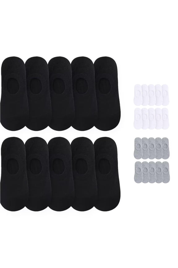10 Pairs Non Silicone Solid Trainer Socks for Men and Women Boat Slippers