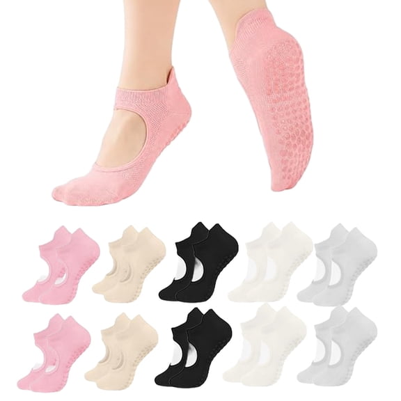 10 Pairs Non Slip Pilates Socks,HighElastic,Breathable,Grippy Yoga Socks with Openwork Design for Women,Barre,Ballet,Dance,Workout