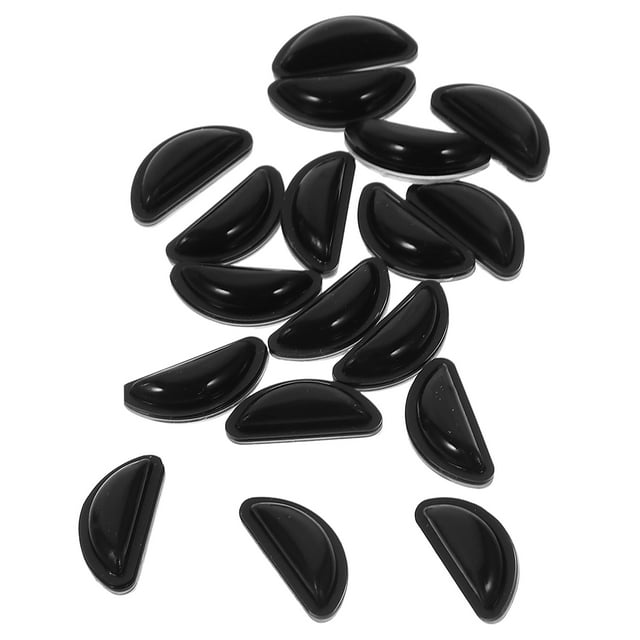 Worgeous 10 Pairs Silicone Black Crescent Nose Pads for Eyeglasses Anti Skid Comfortable Fit