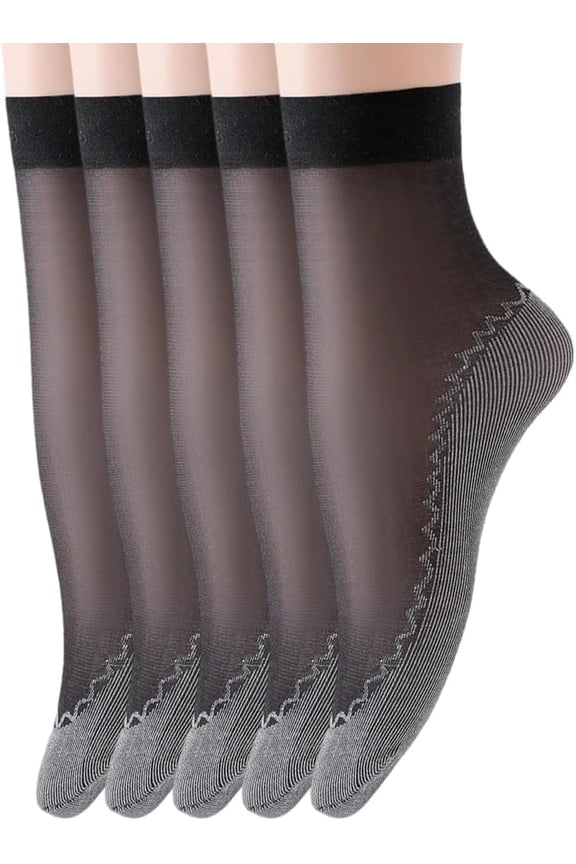 10 Pairs Nylon Silk Socks for Women Black 236x75x2.5mm Black