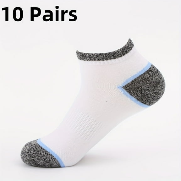 10 Pairs Of Men's Socks, Men's Short Socks, Anti Odor, Sweat Absorption, Breathable Sports Boat Socks