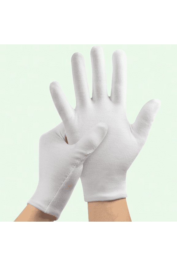 10 Pairs Overnight Moisture Gloves, White Cotton Gloves for Eczema Dry Hands, Washable Spa Cotton Inspection Gloves, One Size Fits Most