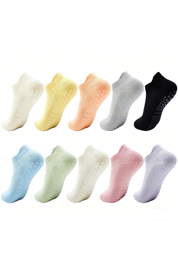 10 Pairs Pilates Grip Socks for Women, Non Slip Yoga Socks with Grips, Grippy Socks for Barre, and Hospital