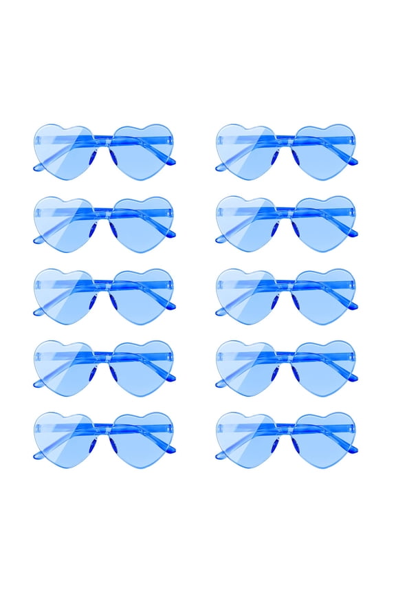 10 Pairs Pink Heart Sunglasses Bulk for Women and Kids, Rimless Heart Shaped Sunglasses Bulk Women