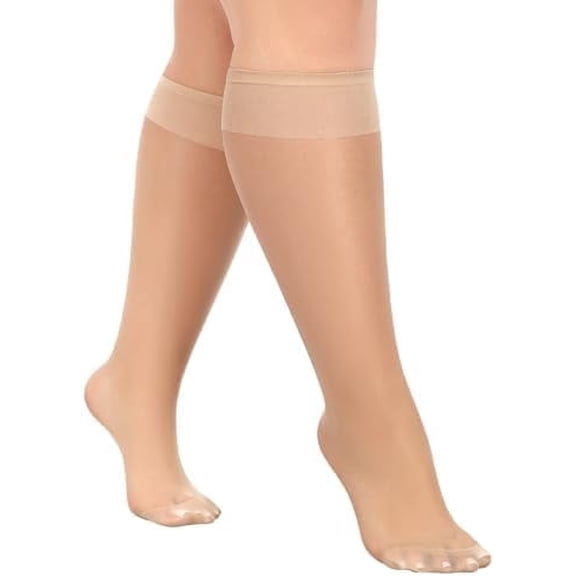 20Pairs Plus Size Knee High Stockings for Women 15D Sheer Nylons Socks with Wide Calf