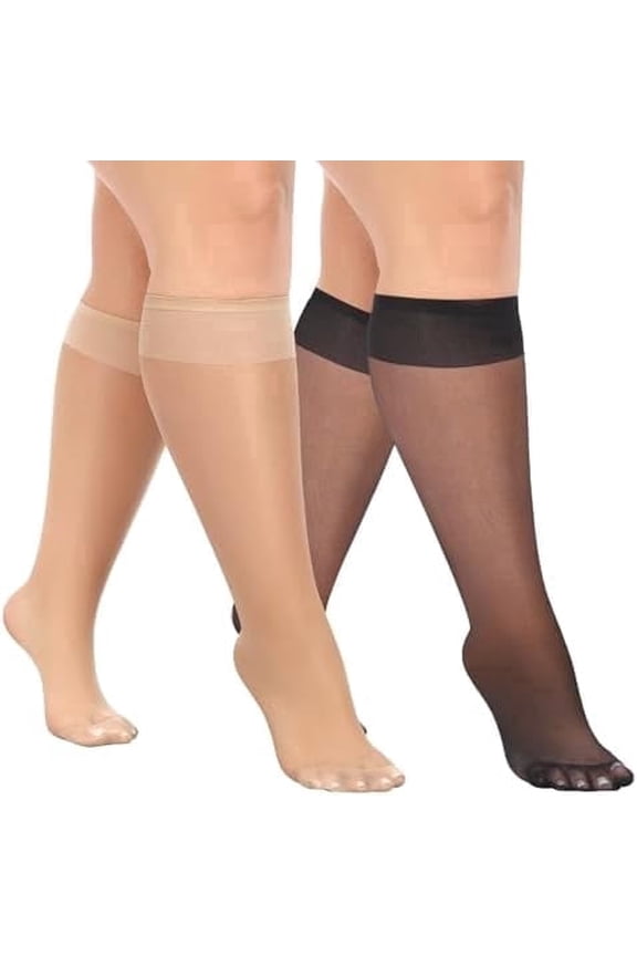 20Pairs Plus Size Knee High Stockings for Women 15D Sheer Nylons Socks with Wide Calf