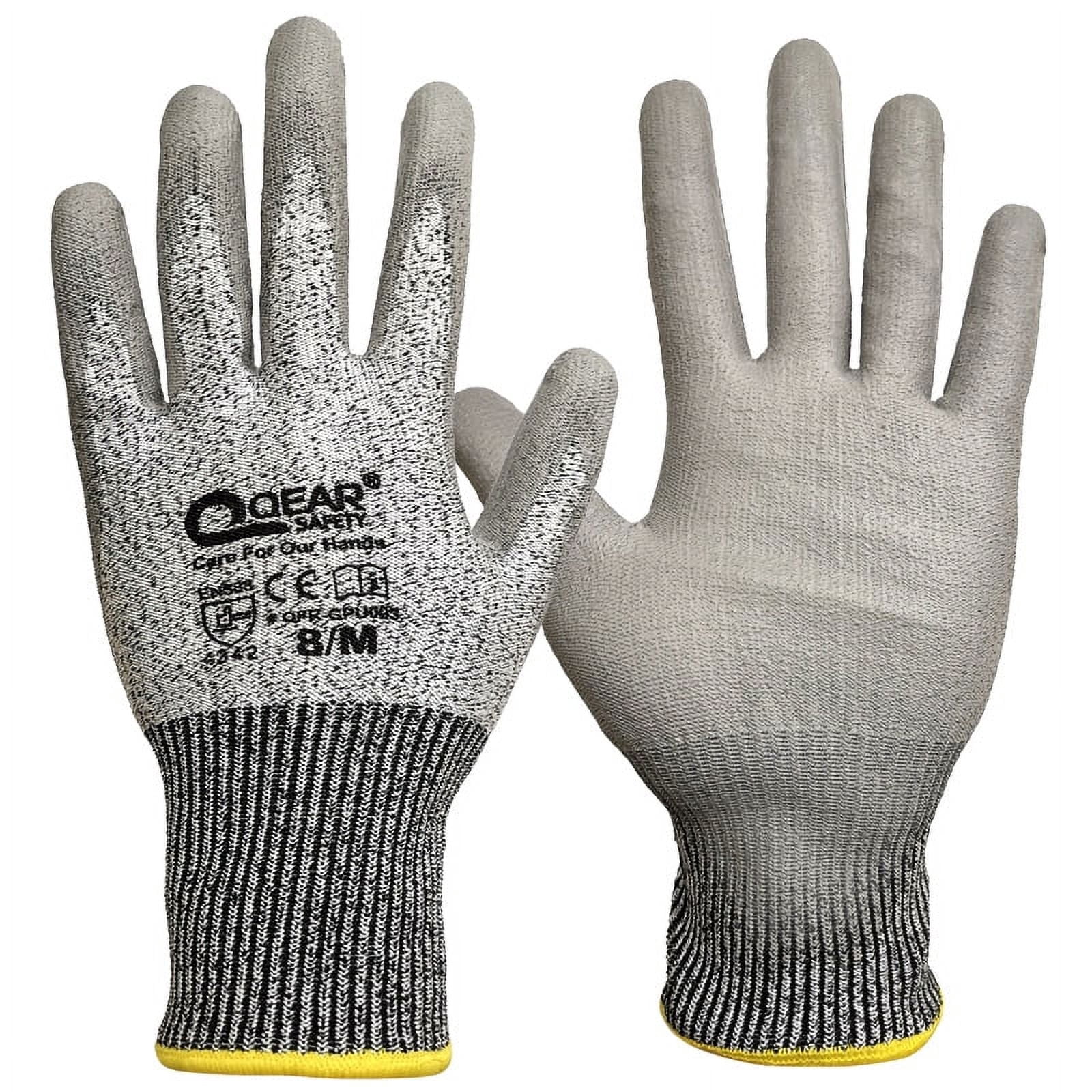 10 Pairs QEAR Lightweight Blade Cut Resistance Level 3 Work Safety Gloves, Thin and Breathable PU Palm Coated, Size XL