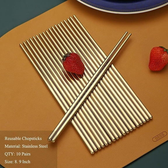 10 Pairs Reusable Chopsticks , Dishwasher & Heat Resistant, 8.9 Inch Asian Kitchenware , Black Non-Slip Chopsticks for Cooking, Sushi, Ramen , Lightweight & Durable