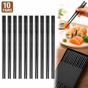 10 Pairs Reusable Chopsticks , Dishwasher & Heat Resistant, 9.5 Inch Asian Kitchenware , Black Non-Slip Chopsticks for Cooking, Sushi, Ramen , Lightweight & Durable