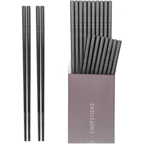 40Pairs Chopsticks Reusable Dishwasher Safe,Alloy Chop Sticks Non Slip Black main image 1
