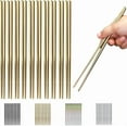 thumbnail image 1 of 10 Pairs Reusable Chopsticks, Stainless Steel Metal Chop Sticks, Japanese Chinese Korean Chopstick Dishwasher Safe, 8.9 Inch (Silver / Chop sticks), 1 of 10