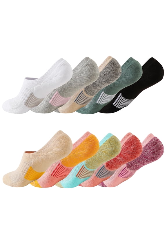 10 Pairs Round-bottom Invisible Socks Anti-slip Boat socks Women Short Socks Men's Shallow Socks Multicolor