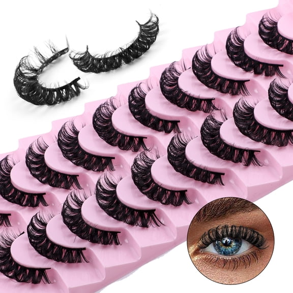 10 Pairs Russian Curl D-Curve False Eyelashes - Thick Curly Grafting Effect, Natural Look for Daily & Party Makeup