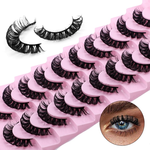 10 Pairs Russian Curl D-Curve False Eyelashes - Thick Curly Grafting Effect, Natural Look for Daily & Party Makeup