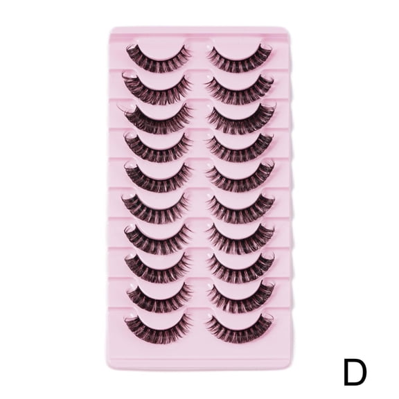 10 Pairs Russian Style Strip Lashes D Curl Long False Eyelashes Hand Made Full Curled Natural Black Fake Eye Lashes Extensions Makeup Tools I1J2