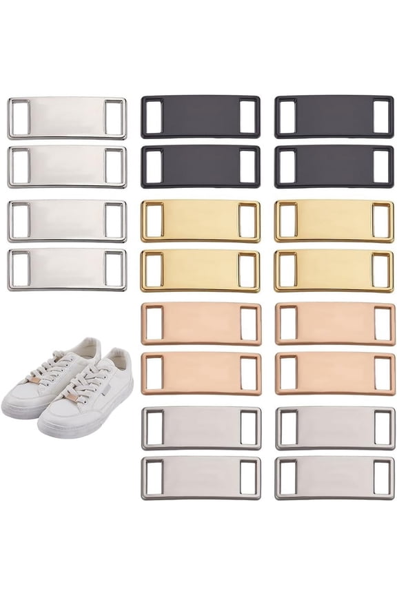 10 Pairs Shoe Lace Charms 5 colors Metal Shoelace Tags Rectangle Detachable Shoelace Decorations Alloy Lace Buckles Jewelry Shoe Lace Charms for Sneakers Boots Casual Shoes Accessory DIY