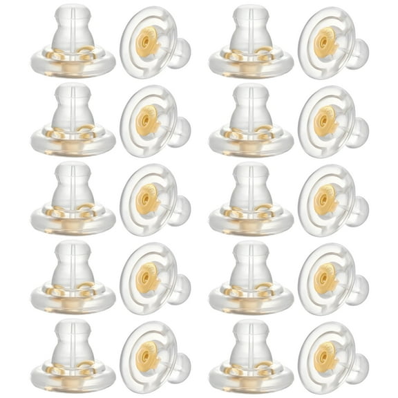 10 Pairs Silicone Earring Backs, 18K Gold Transparent Earring Backs Replacements for Heavy Earrings, Hypoallergenic and Comfortable