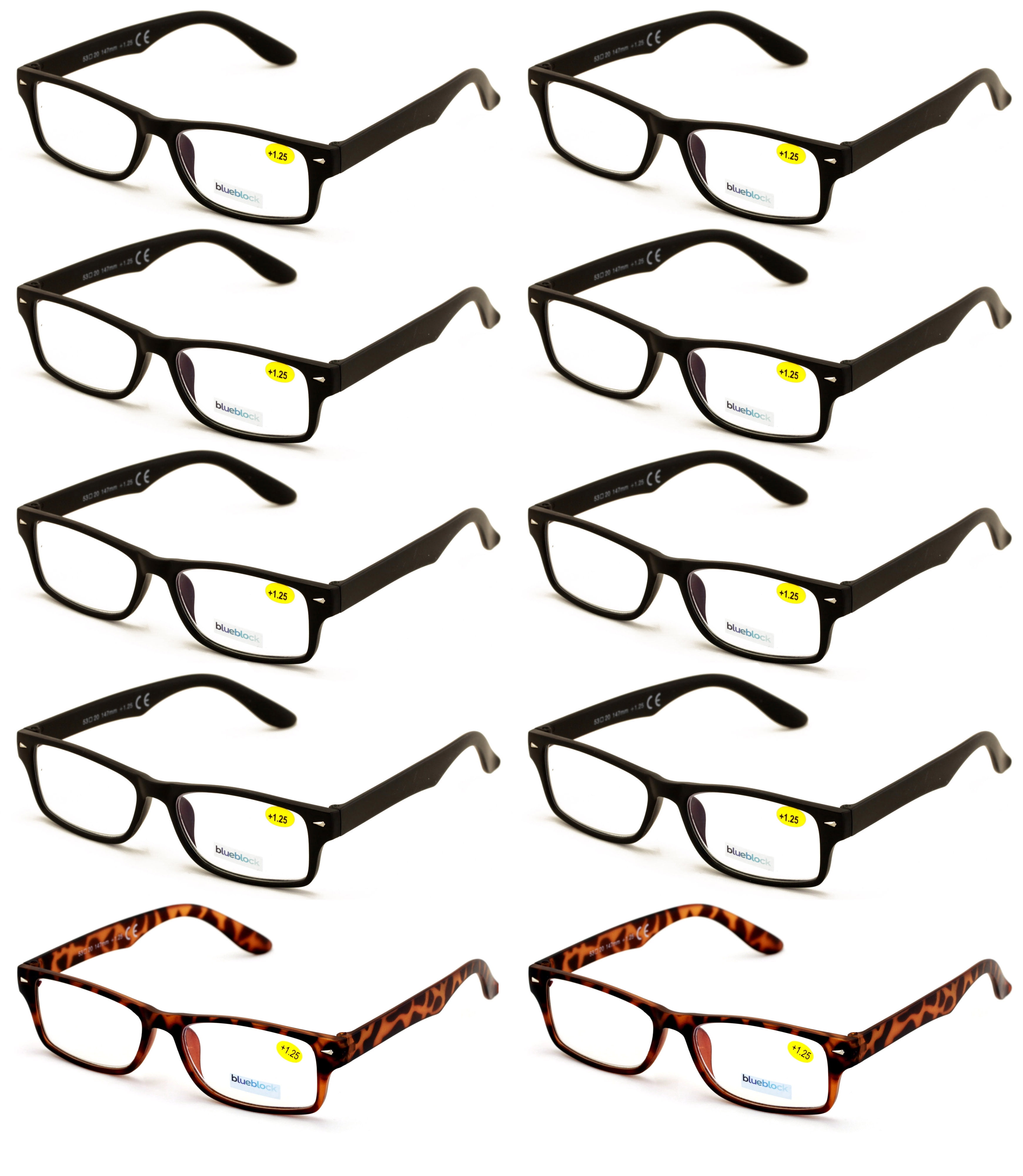 10 Pairs Simple Basic Reading Glasses Blue Blocker Black - Computer ...