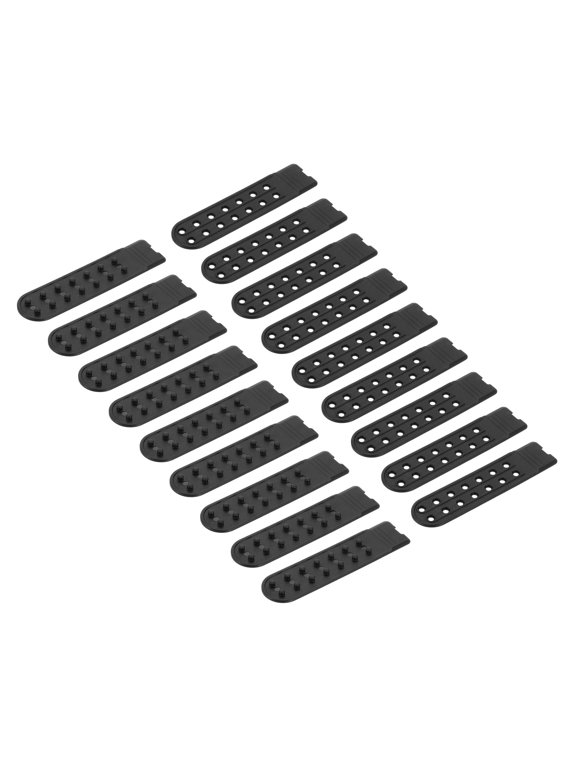 10 Set Snapback Strap Cover, Double Row 14 Holes Plastic Adjustable Hat Snap Buckle Replacement for Caps Repairing (Black)