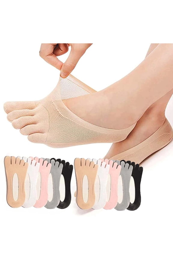 10 Pairs Sock Align Toe Socks for Bunion, No Show Low Cut Five Finger Orthopedic Socks For Women (Black)