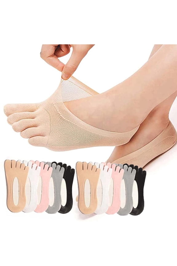 10 Pairs Sock Align Toe Socks for Bunion, No Show Low Cut Five Finger Orthopedic Socks For Women (Black)