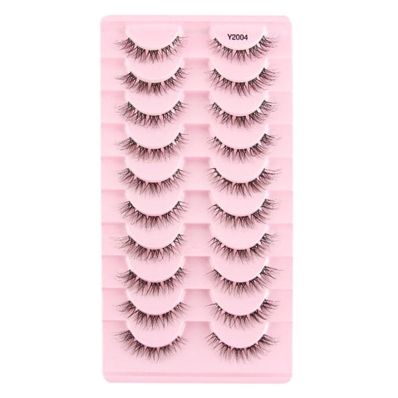 Handmade Natural Long False Eyelashes - 10 Pairs, Reusable, Soft, Naturally Curled