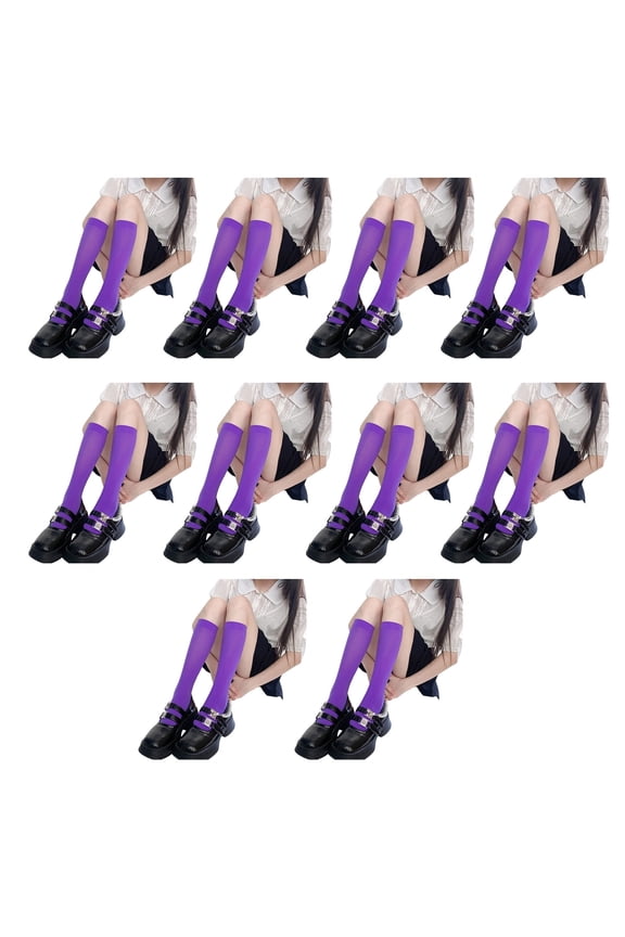 10 Pairs Soft Velvety Calf Socks Mids Calf Elastic Design Solid Pastel Colors Breathable And Practical