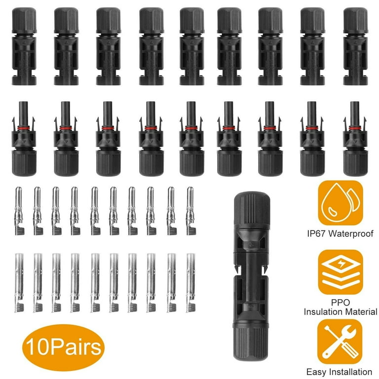 10 Pairs Solar Panel Cable Connectors Male/Female Compatible