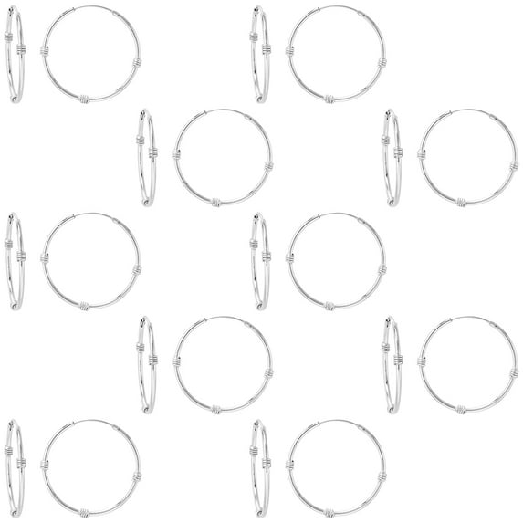 10 Pairs Sterling Silver Bali Style Endless Hoop Earrings thin 1 mm tube 1 inch 25mm