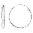 thumbnail image 1 of 10 Pairs Sterling Silver Endless Hoop Earrings, thick 3 mm tube 1 1/2 inch wide, 1 of 1