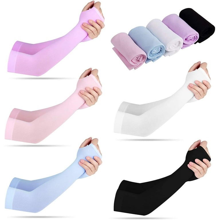 10 Pairs Sun Protection Sleeves UV Protection Cooling Sleeves Arm Sleeves Men Women Sports Sun Sleeves with Thumb Hole for Driving Golfing Fishing