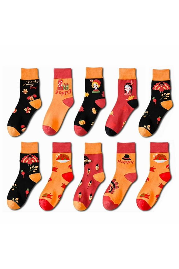 10 Pairs Thanksgiving Socks Fall Autumn Socks Harvest Fuzzy Socks Novelty Socks Unisex Turkey Pumpkin Stocking Thanksgiving Harvest Themed Funny Gifts for Adult Men Women