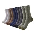 thumbnail image 1 of 10 Pairs Thermal Wool Blend Crew Socks, Men Women Polyester Thick Warm Marled Mid Calf Athletic Socks for Fall Winter Outdoor Daily Wear, 1 of 5