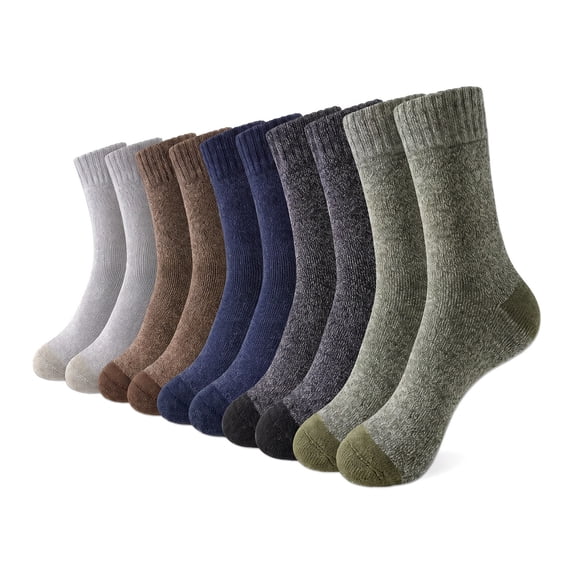 10 Pairs Thermal Wool Blend Crew Socks, Men Women Polyester Thick Warm Marled Mid Calf Athletic Socks for Fall Winter Outdoor Daily Wear