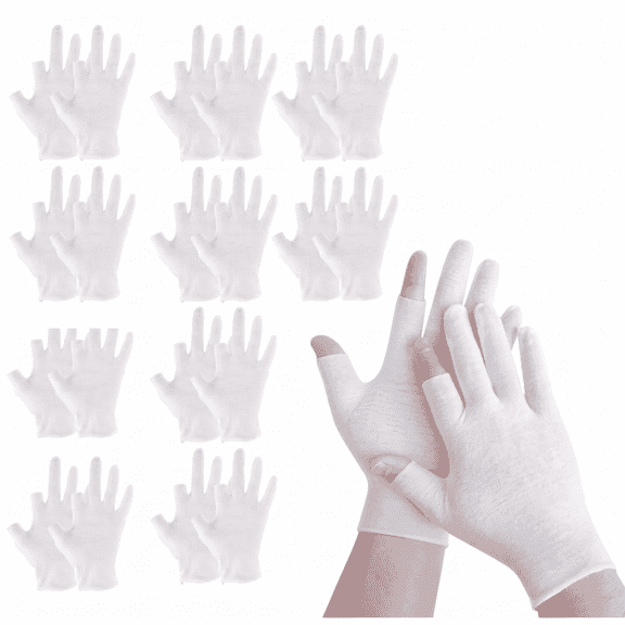 10 Pairs Touchscreen Cotton Gloves, White Moisturizing Gloves for Dry Hands Overnight Spa Lotion Treatment