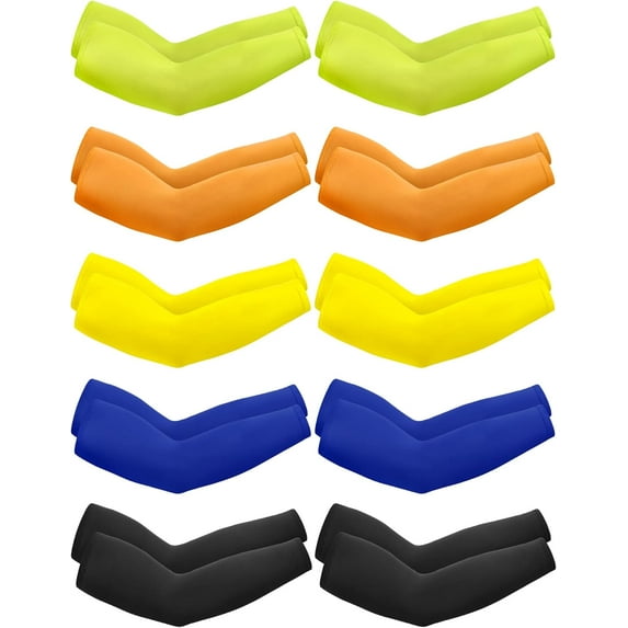 10 Pairs UV Sun Protection Arm Sleeve for Men Women Work Cooling Compression Tattoo Cover Up Sleeves for Cycling Fishing
