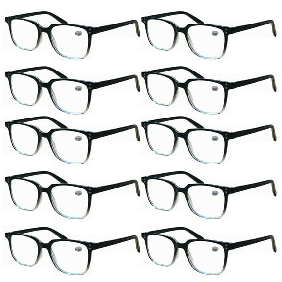 10 Pairs Unisex Blue Light Blocking Reading Glasses Computer Readers for Men Women +4.00