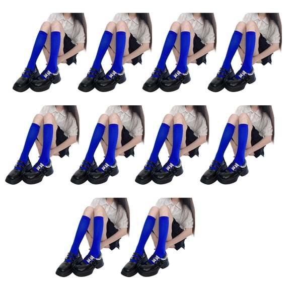10 Pairs Velvety Mids Calf Socks For Women Solid Candy Tones Elastic Design Comfort Wear