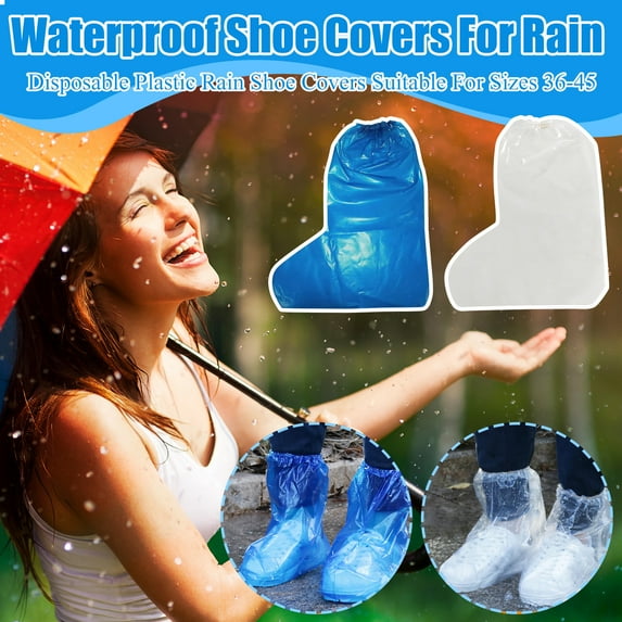 10 Pairs Waterproof Shoe Covers for Rain - Disposable Plastic Rain Shoe Covers - Non-Slip Indoor Outdoor Rain Cover for Shoes,Plastic Overshoes for Men Women -Water Proof Boot Protector – Clear