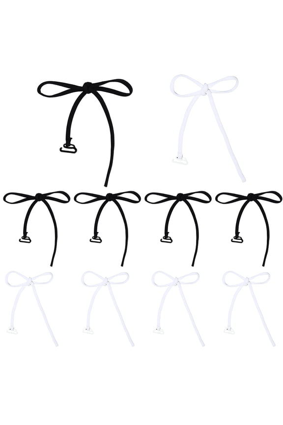 10 Pairs White Black Elastic Adjustable Bra Strap with Clips Convertible Stretchable Non Slip Strip Underwear Back Neck Thin Nylon Straps