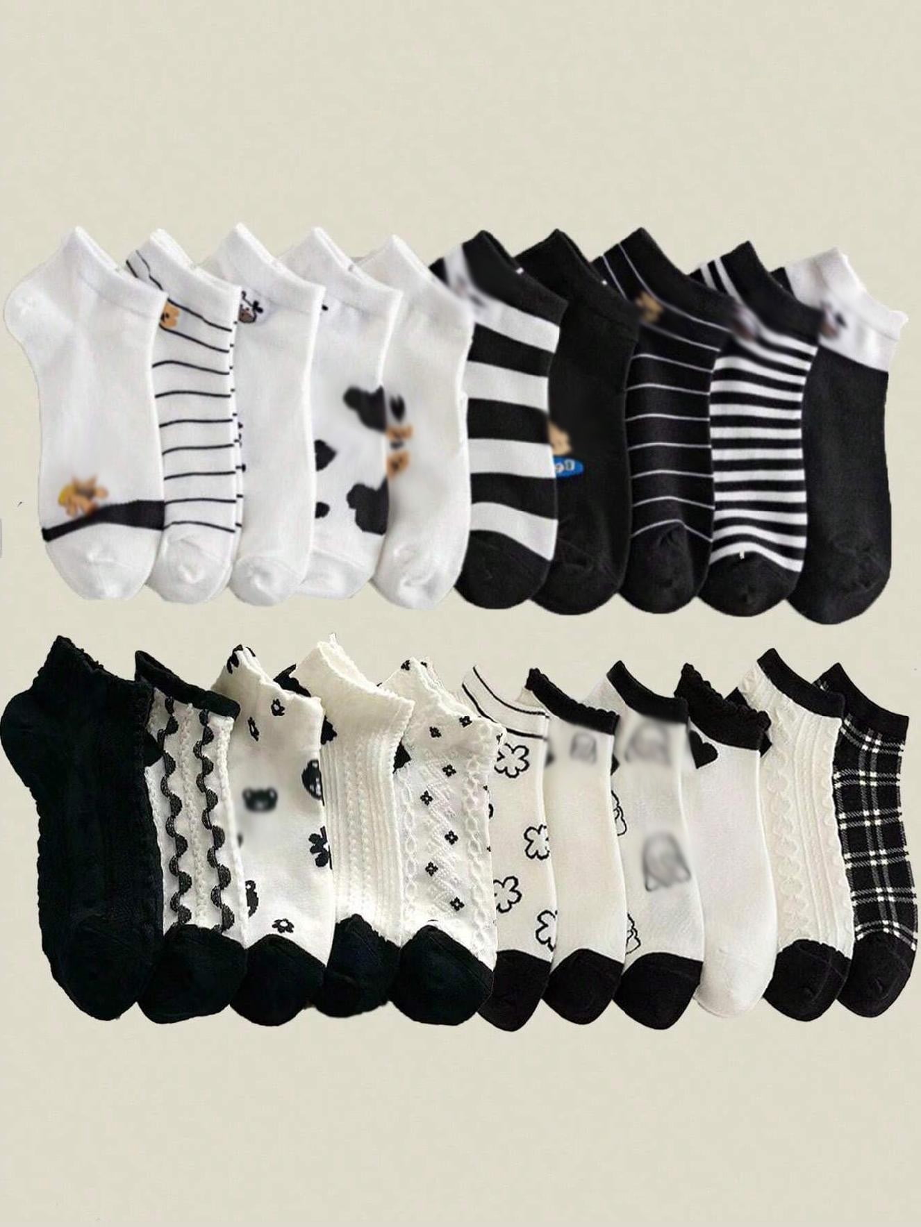 60 Pairs Women Ankle Socks Low Cut No Show Socks Fruits Animals Novelty