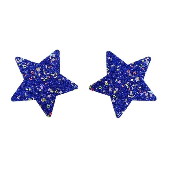 10 Pairs Women Disposable ShinSXS Blue Magic Glitter Nipple Cover Self Adhesive Breast Stickers PartSXS SexSXS Invisible Bra Pasties (2,L)