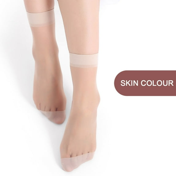 10 Pairs Women Nylon Elastic Short Sheer Stockings Silk Short Socks Ultra Thin Ankle Socks for Spring Summer Nude