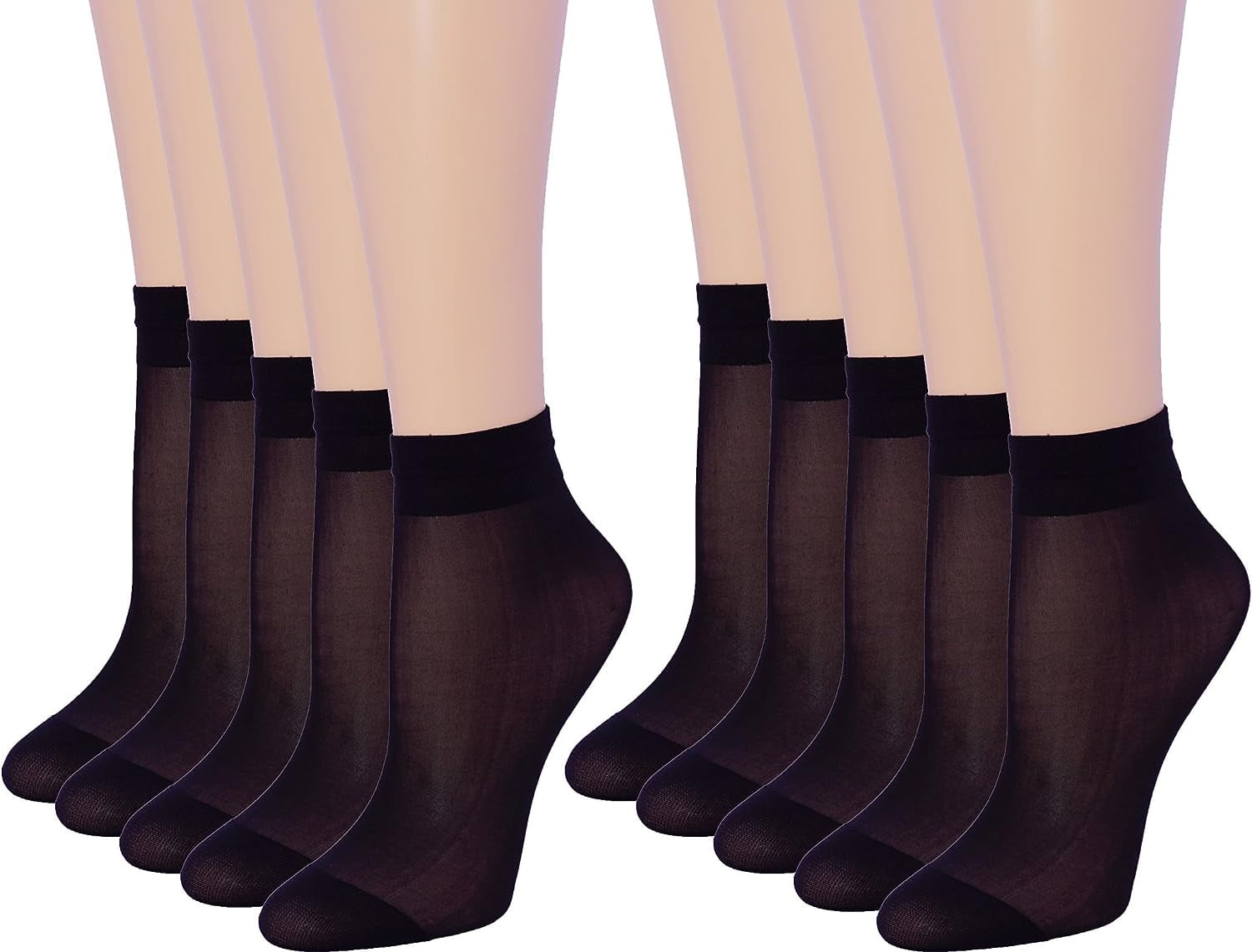 10 Pairs Women's Ankle High Sheer Socks, Soft Tight Hosiery with