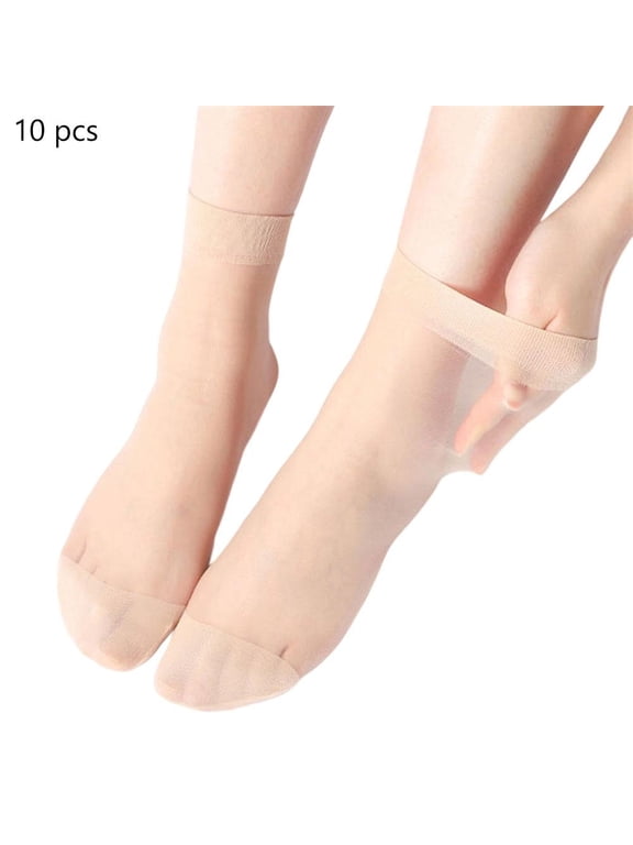 10 Pairs Women's Ankle Sheer Socks Thin Nylon Sock Short Dress Stockings See Through Sock Nylon Reinfored Toe Pantyhose Socks for Women
