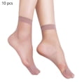 thumbnail image 1 of 10 Pairs Women's Ankle Sheer Socks Thin Nylon Sock Short Dress Stockings See Through Sock Nylon Reinfored Toe Pantyhose Socks for Women, 1 of 5