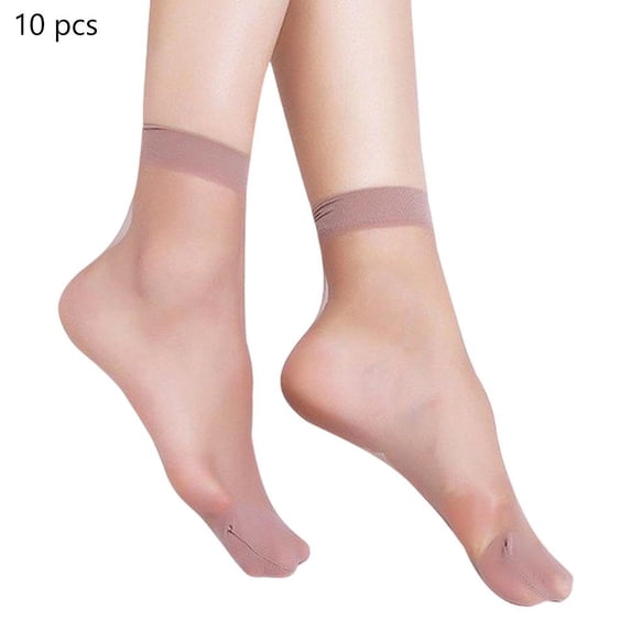 10 Pairs Women's Ankle Sheer Socks Thin Nylon Sock Short Dress Stockings See Through Sock Nylon Reinfored Toe Pantyhose Socks for Women