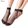 thumbnail image 1 of 10 Pairs Women's Ankle Sheer Socks Thin Nylon Sock Short Dress Stockings See Through Sock Nylon Reinfored Toe Pantyhose Socks for Women, 1 of 5