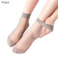 thumbnail image 1 of 10 Pairs Women's Ankle Sheer Socks Thin Nylon Sock Short Dress Stockings See Through Sock Nylon Reinfored Toe Pantyhose Socks for Women, 1 of 5